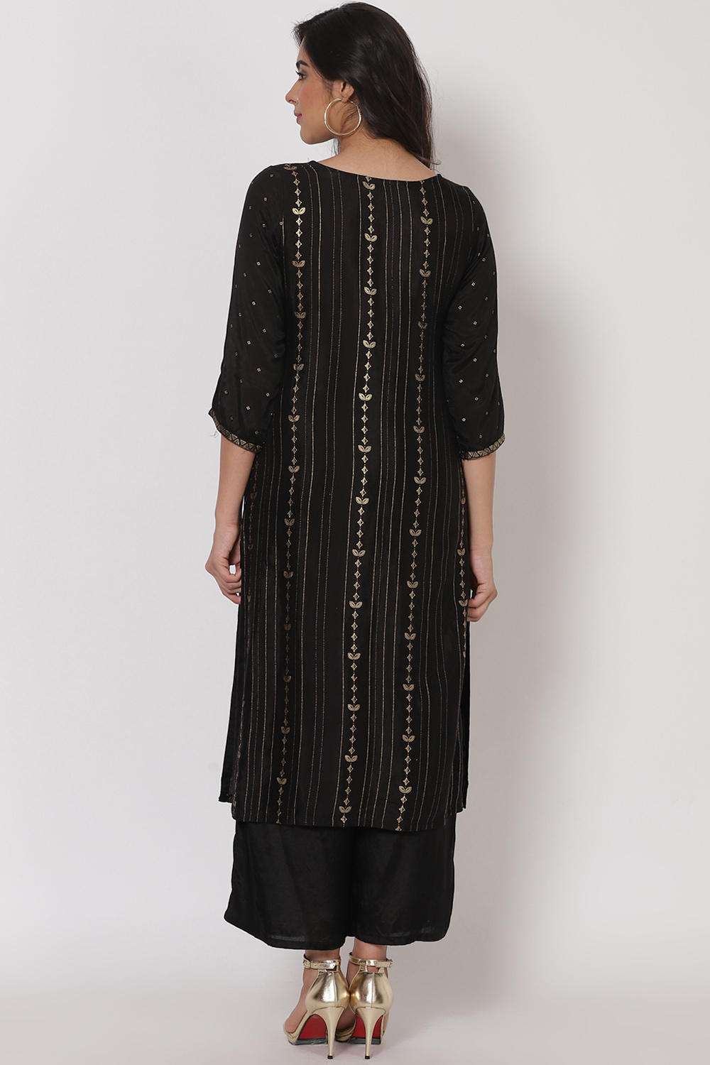 Black Viscose Straight Kurta image number 4