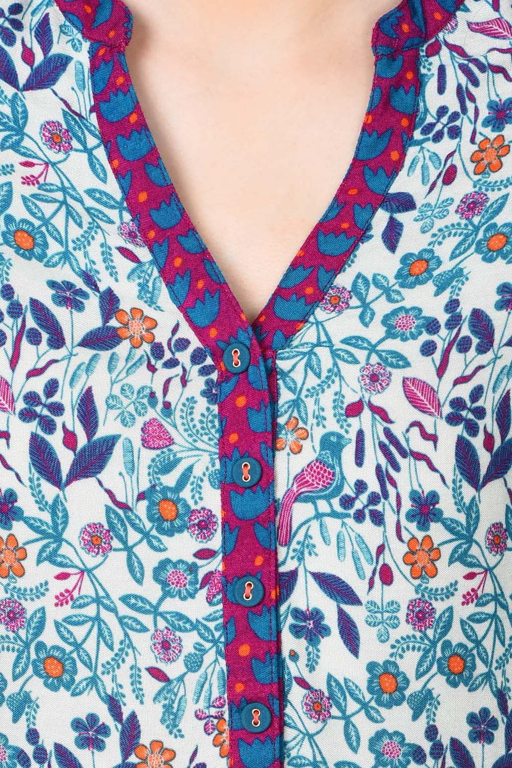 Off White A-Line Rayon Kurta image number 4