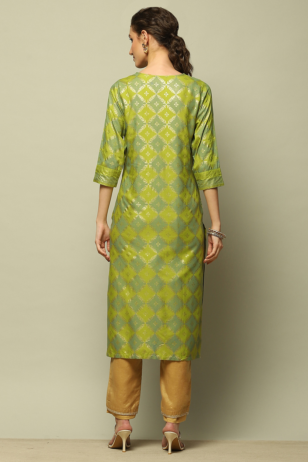 Pink Printed Straight Kurta image number 3