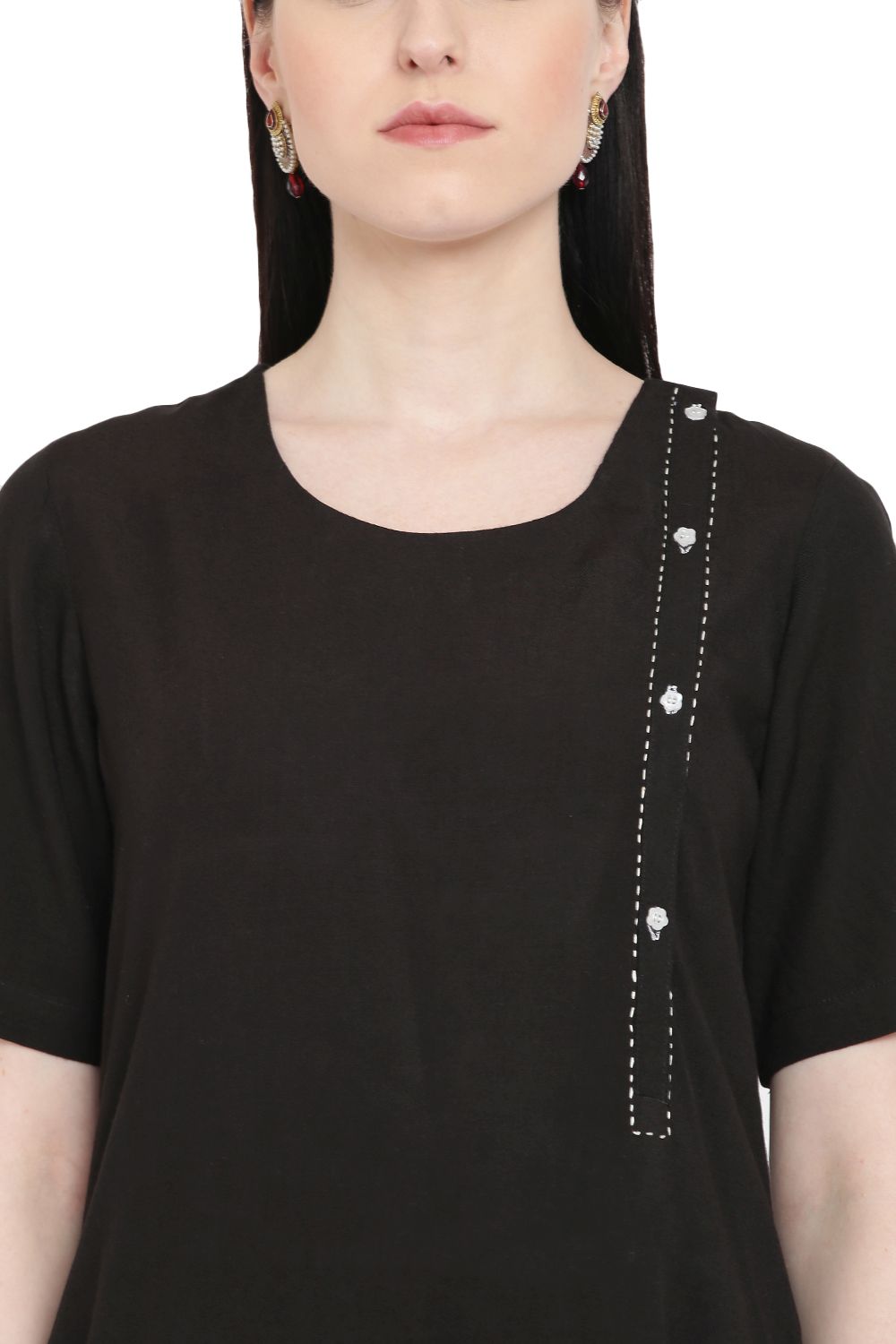 Black Viscose Straight Kurta image number 1