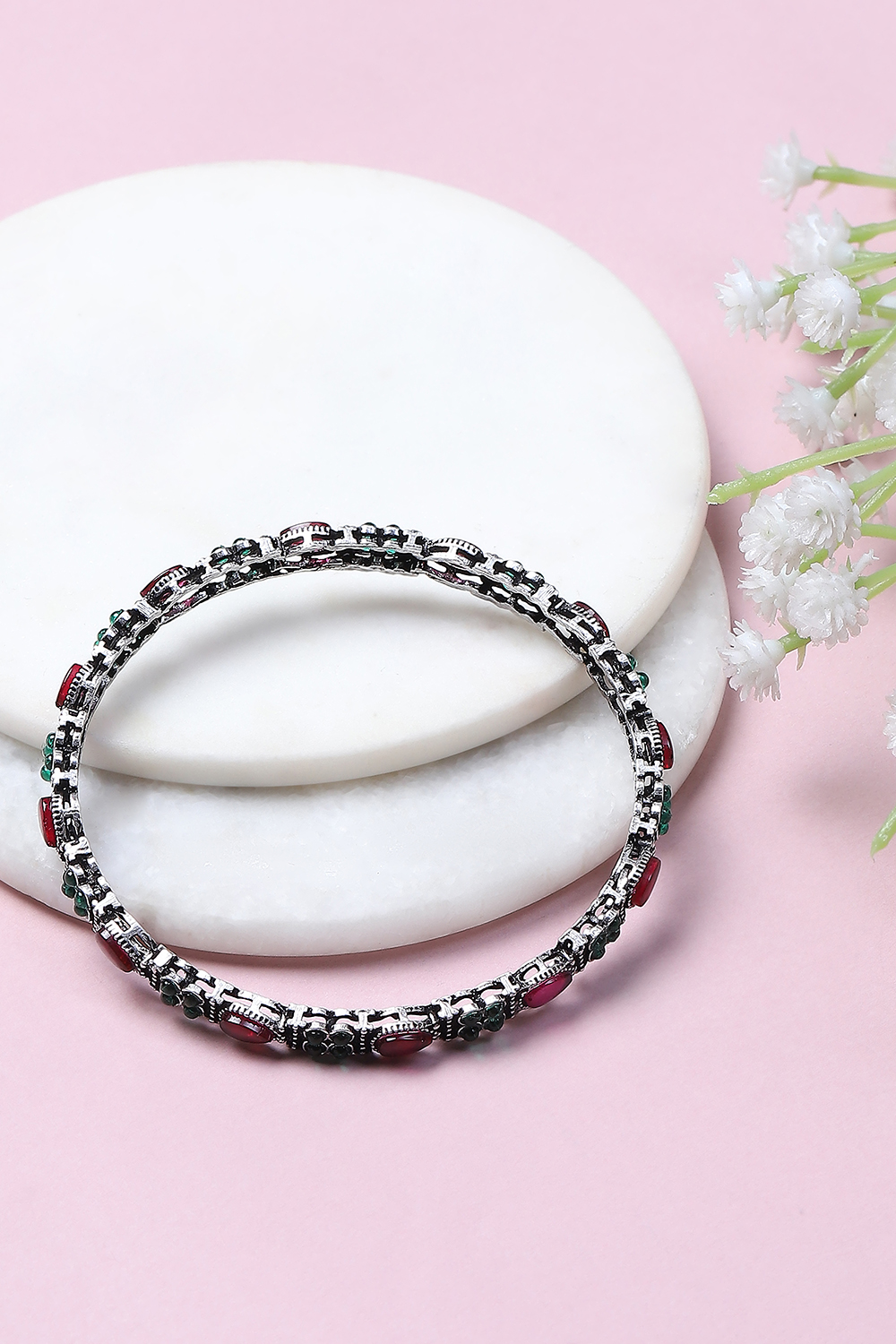 Pink-Green Alloy Bangles image number 0