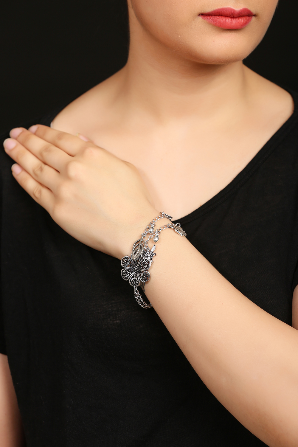 Silver Bracelet Metal Charms image number 0