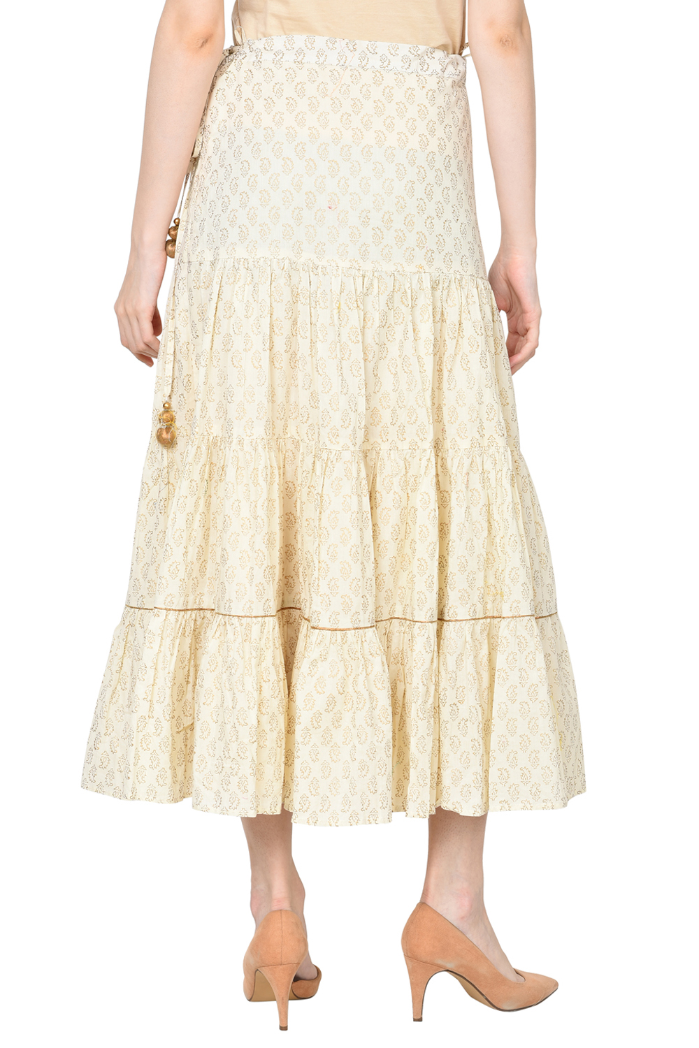 Off White Cotton Skirt image number 3