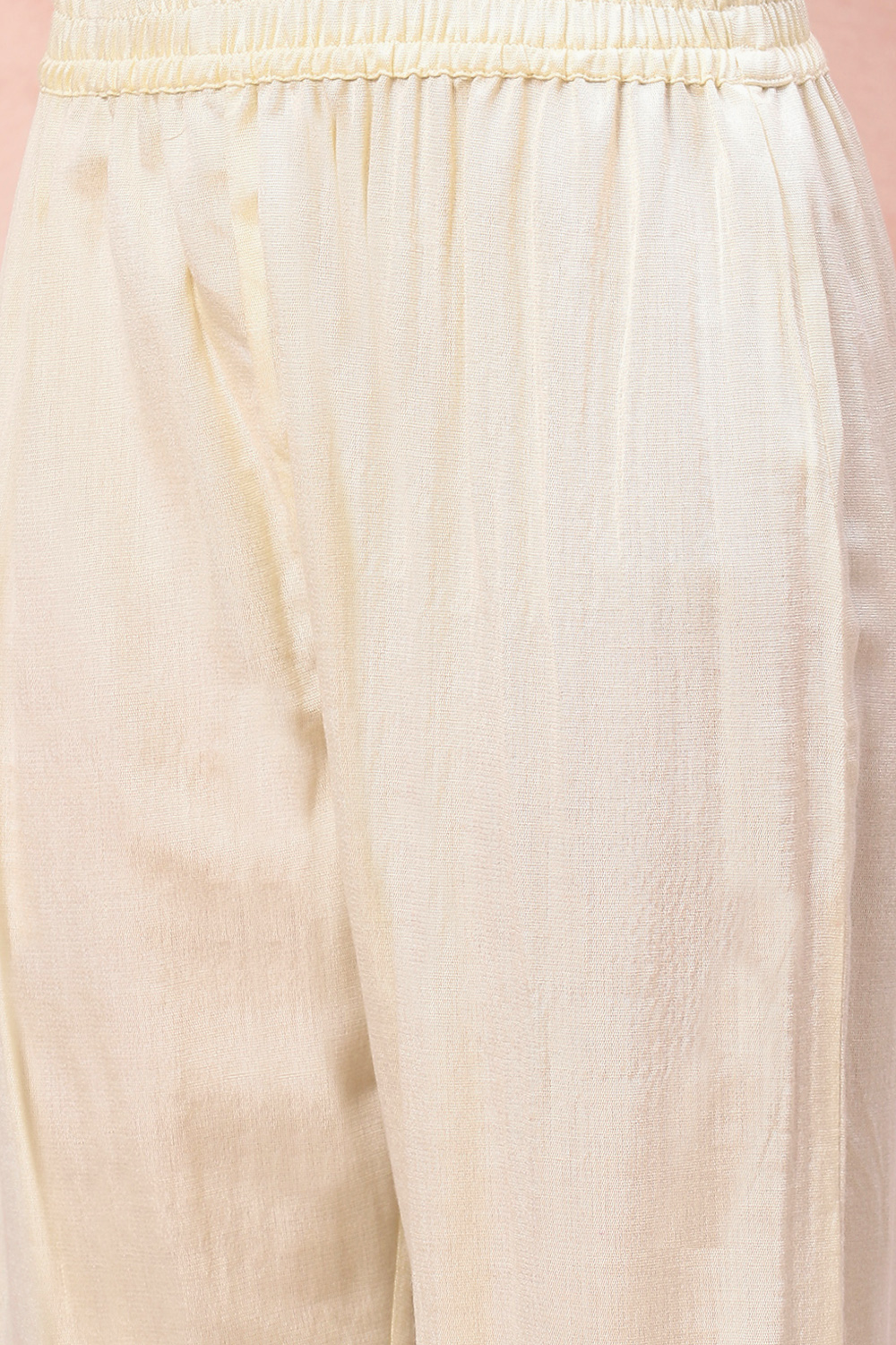 Cream Art Silk Straight Suit Set image number 2