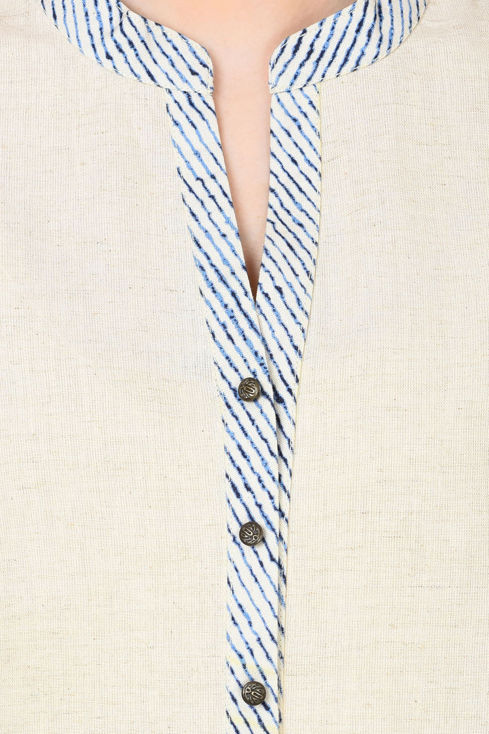 Ivory & Indigo A-Line Cotton Flex Kurta image number 5