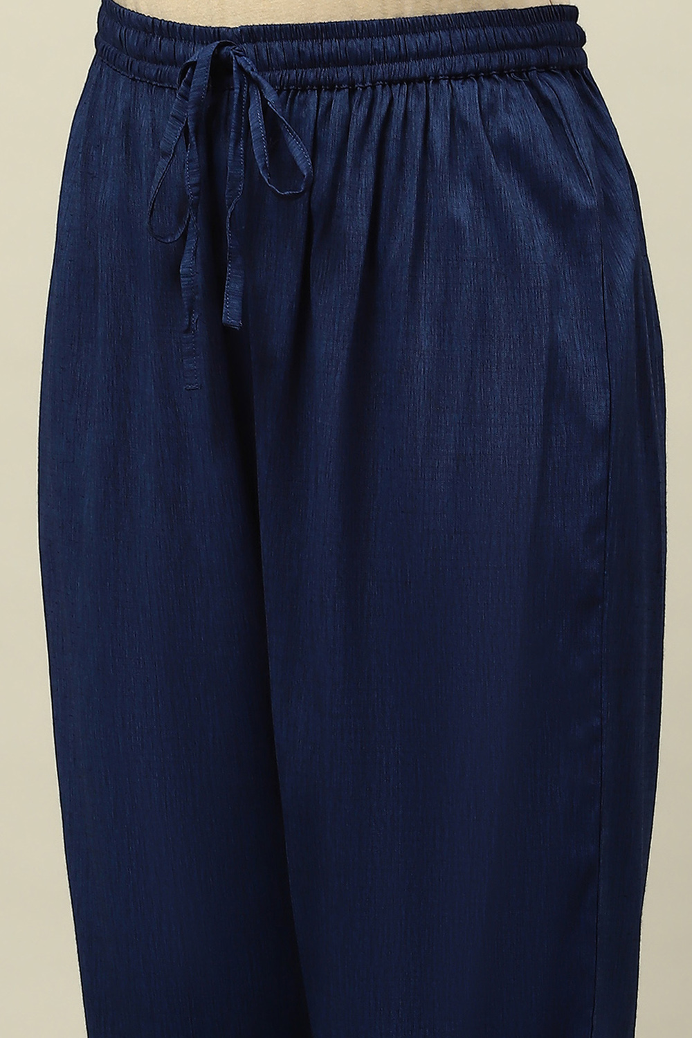 Blue Viscose Blend Straight Embroidered Kurta Palazzo Suit Set image number 2