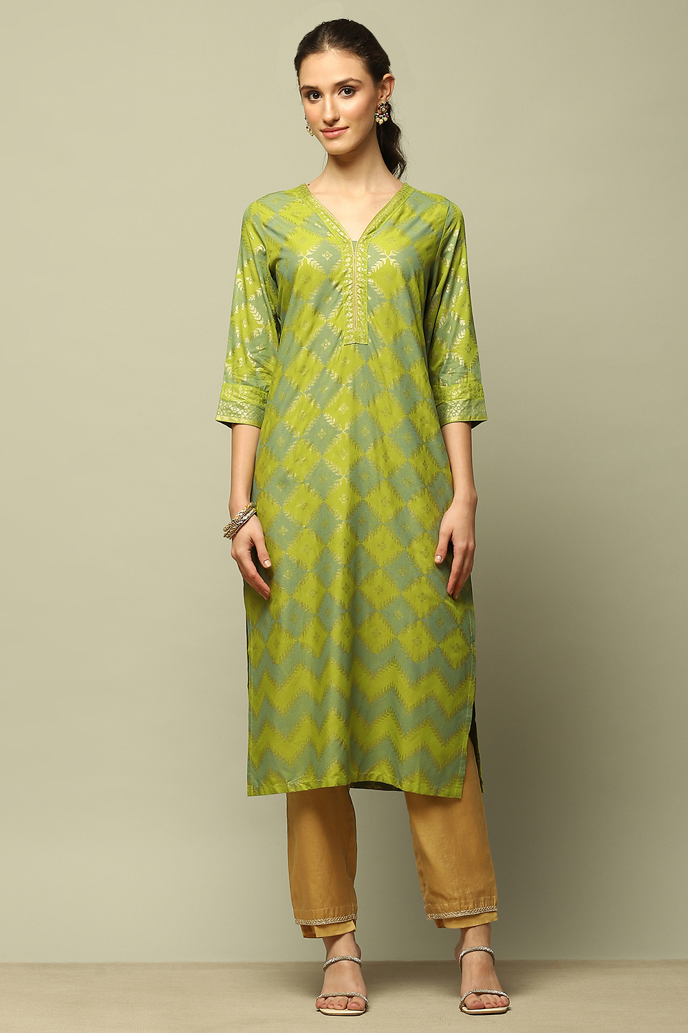 Pink Printed Straight Kurta image number 5