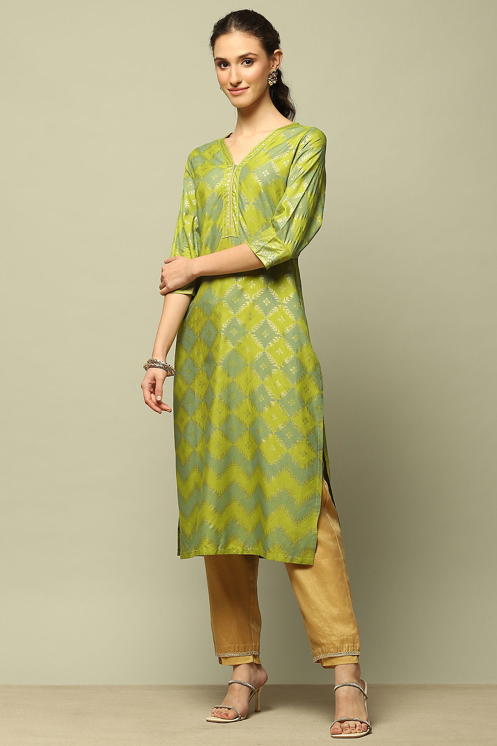 Pink Printed Straight Kurta image number 0