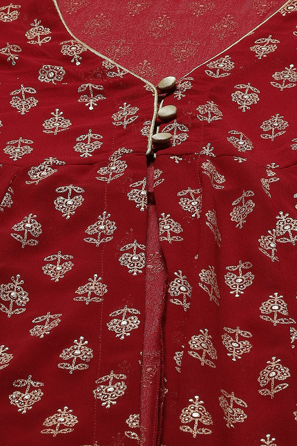 Red Art Silk Maxi Dress image number 2