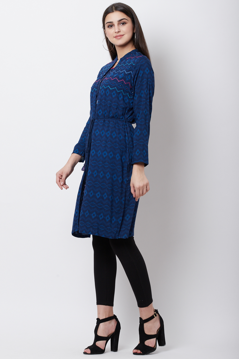 Indigo Viscose Rayon Straight Shrug image number 2