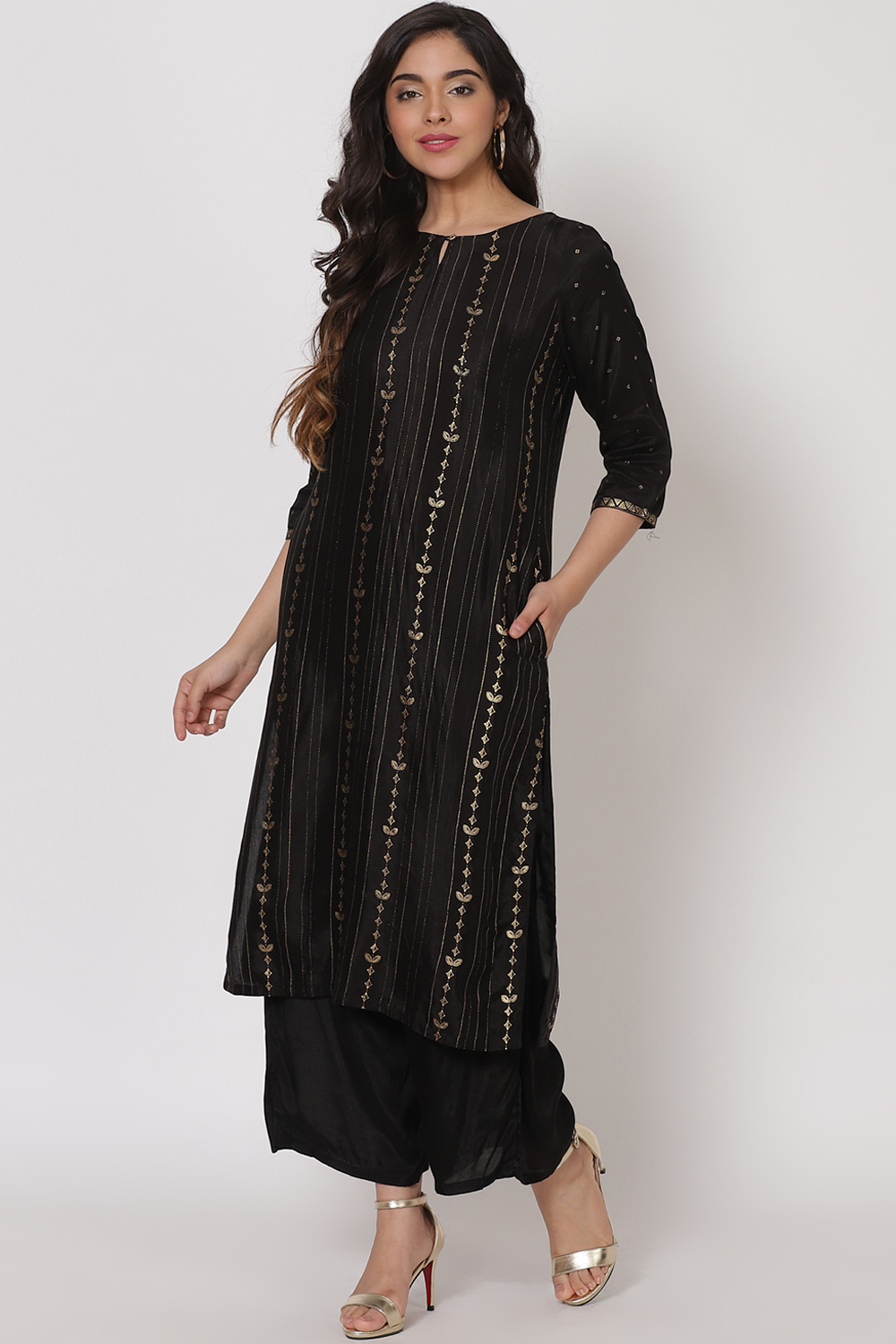 Black Viscose Straight Kurta image number 2