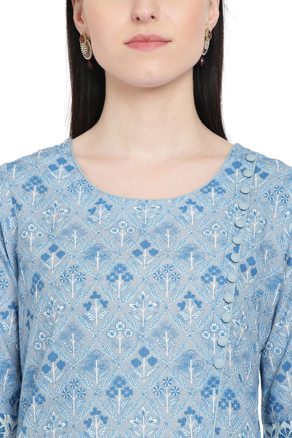Light-Blue Cambric A-Line Kurta image number 1