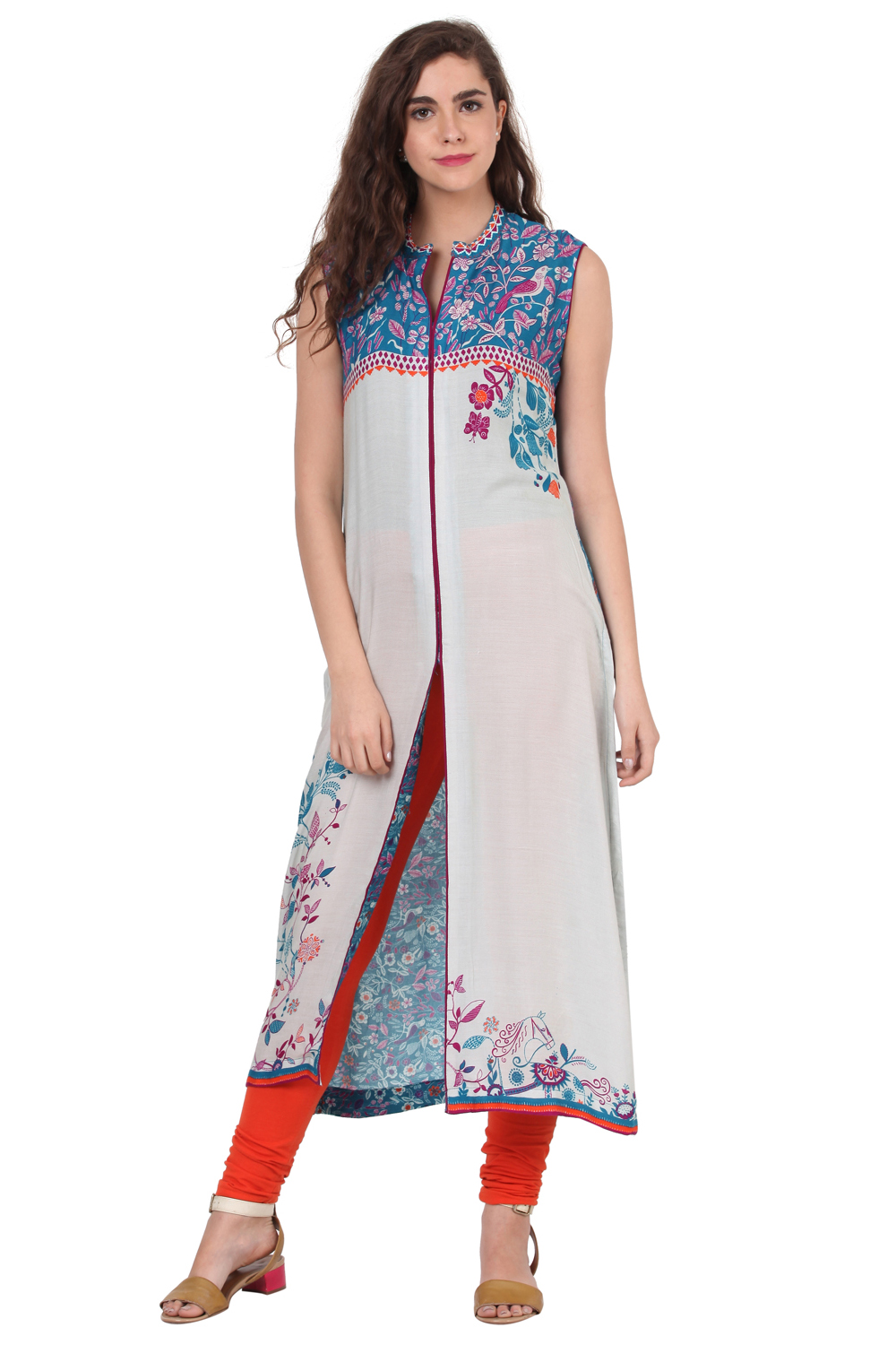 Off White Straight Rayon Kurta image number 0