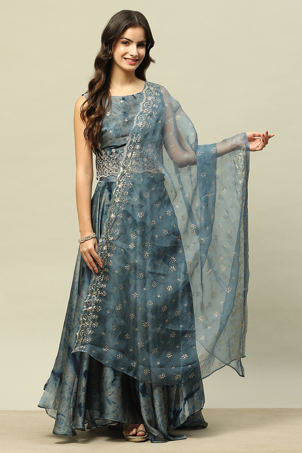 Purple Polyester Printed Dupatta image number 0