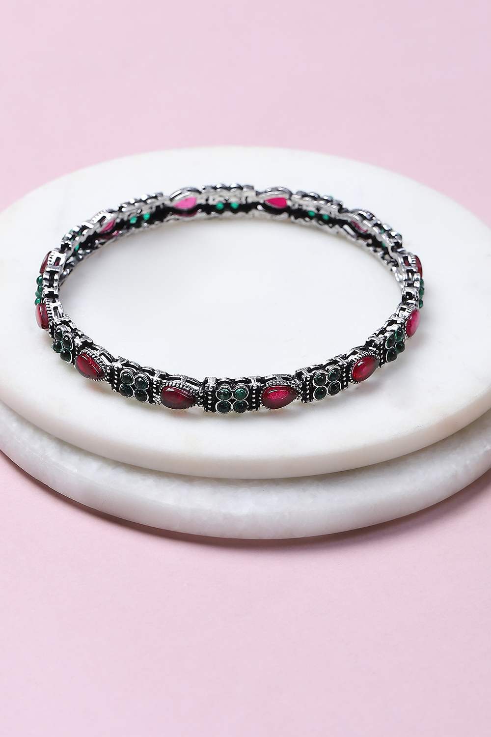 Pink-Green Alloy Bangles image number 2