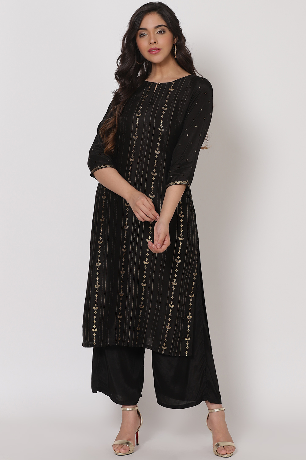 Black Viscose Straight Kurta image number 5