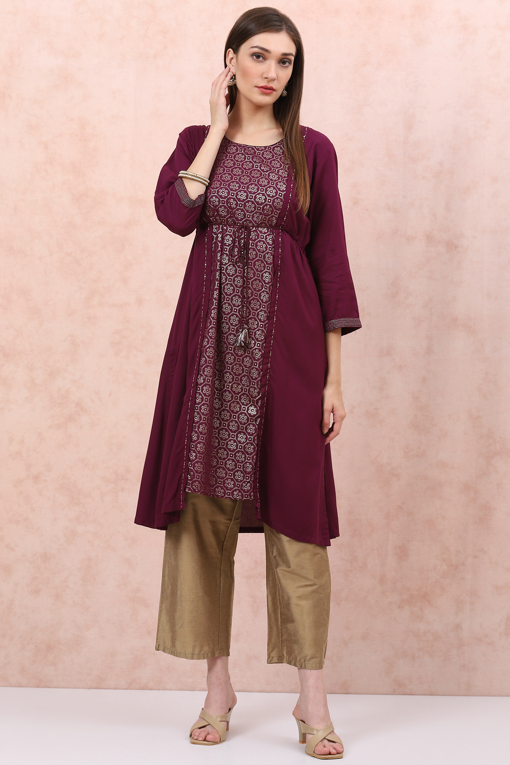 Phalsa LIVA Flared Kurta image number 3