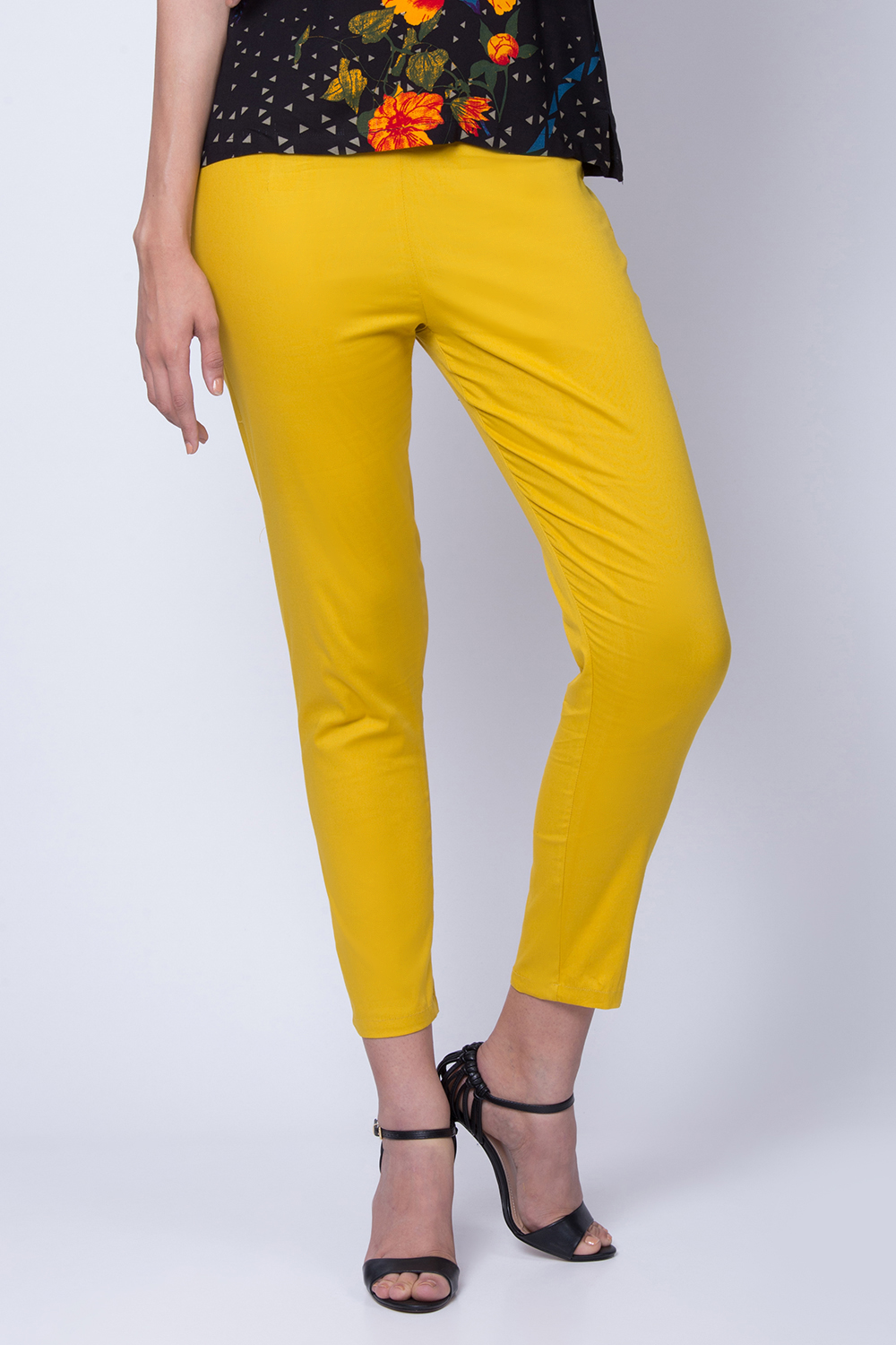 Teal Blue Poly Cotton Slim Pants image number 0