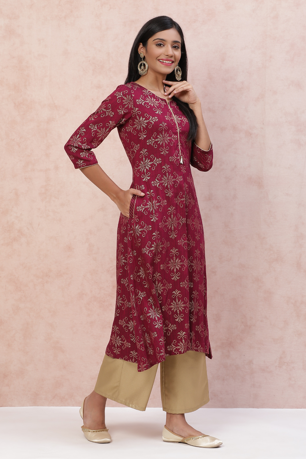 Phalsa LIVA A Line Kurta image number 2