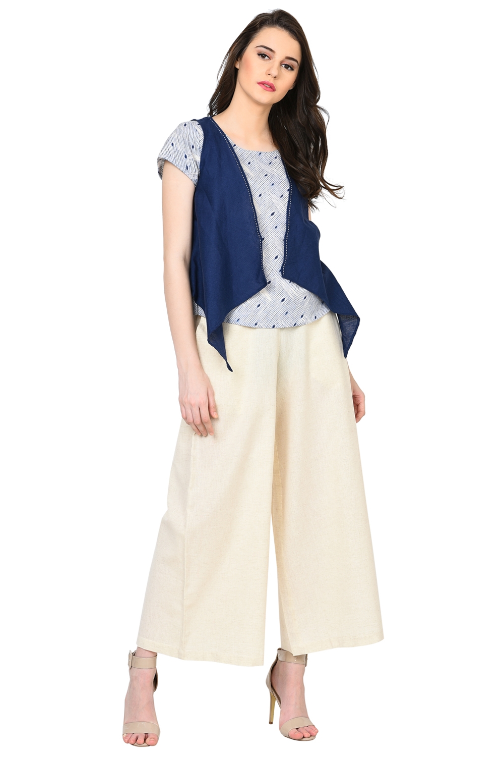 Rangriti Ivory Cotton Flex Palazzo image number 1