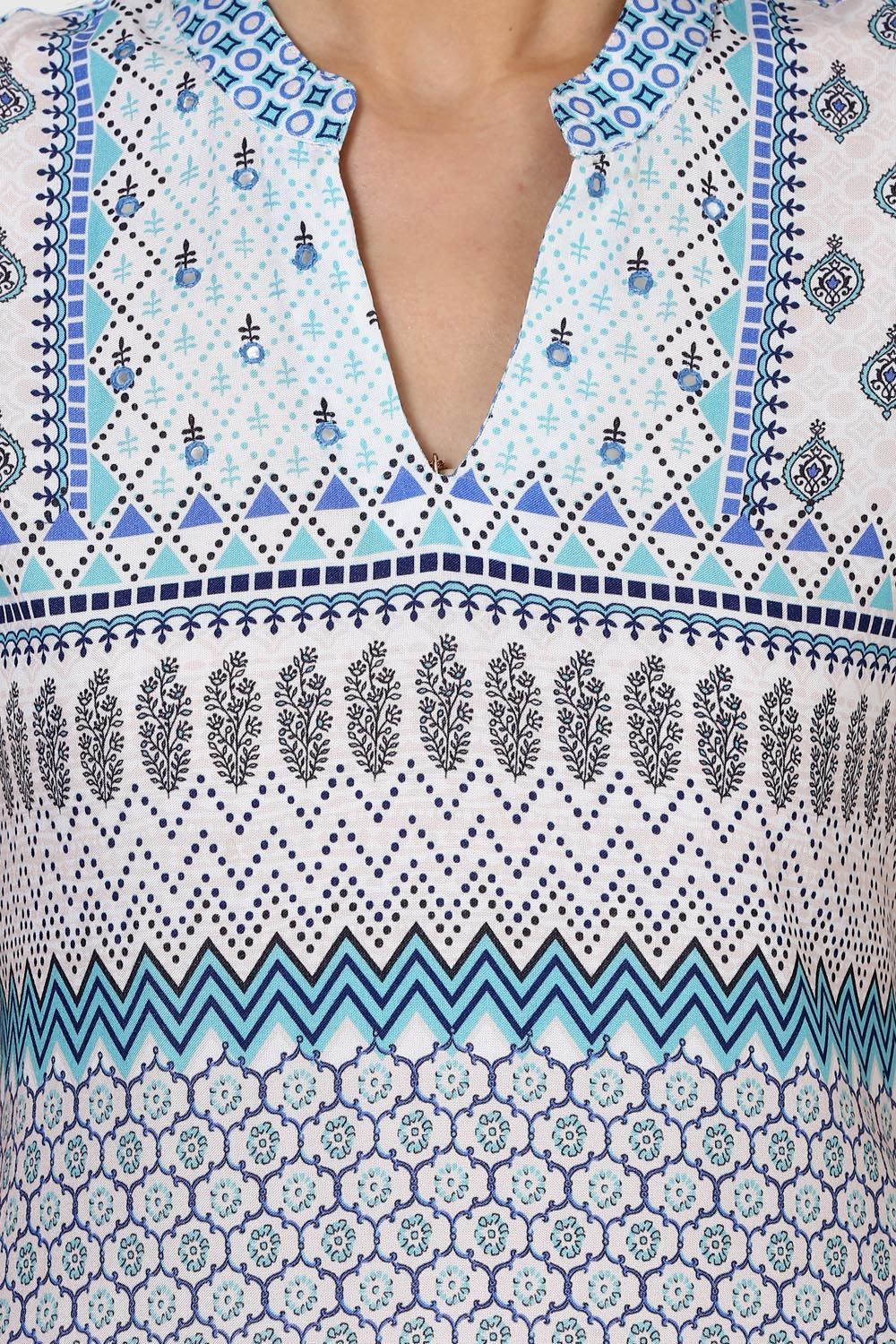 Blue A-Line Viscose Rayon Kurta image number 4