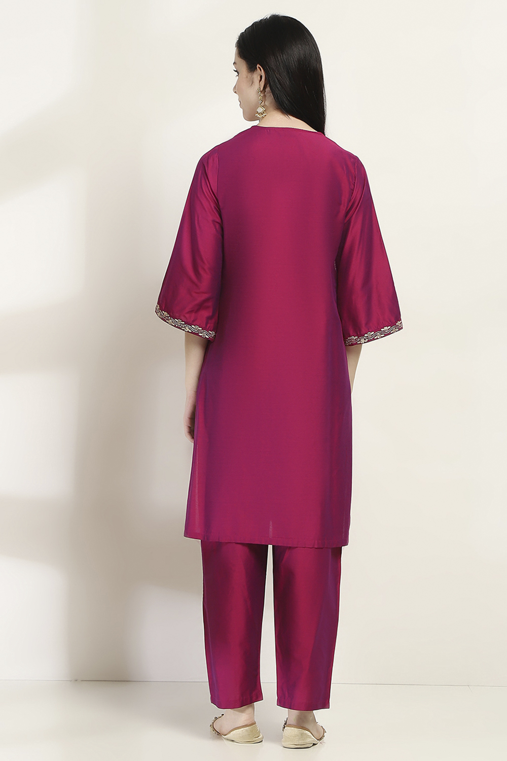 Purple Viscose Straight Set image number 4